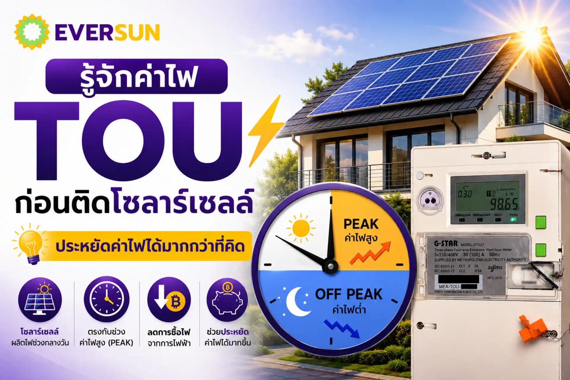 รู้จักค่าไฟ-TOU-ก่อนติดโซลาร์เซลล์-อาจช่วยประหยัดได้มากกว่าที่คิด
